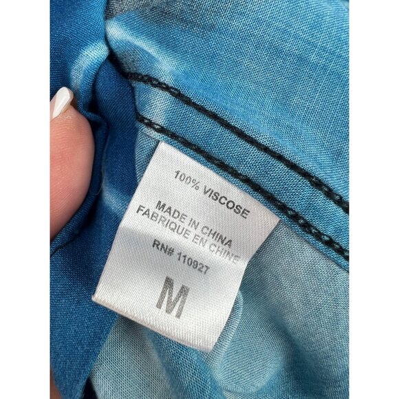 Death Row Records Mens Blue & Black Button-Up Short Sleeve Shirt M - Picture 4 of 4